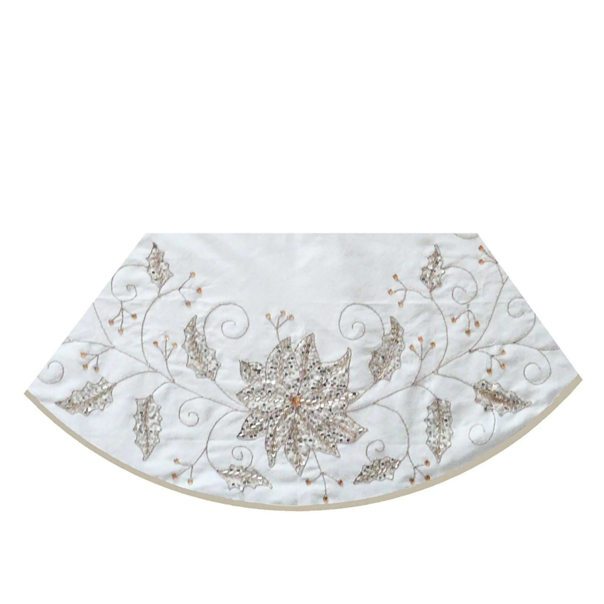 54" Ivory Tree Skirt With Embroidered Snowflake Design