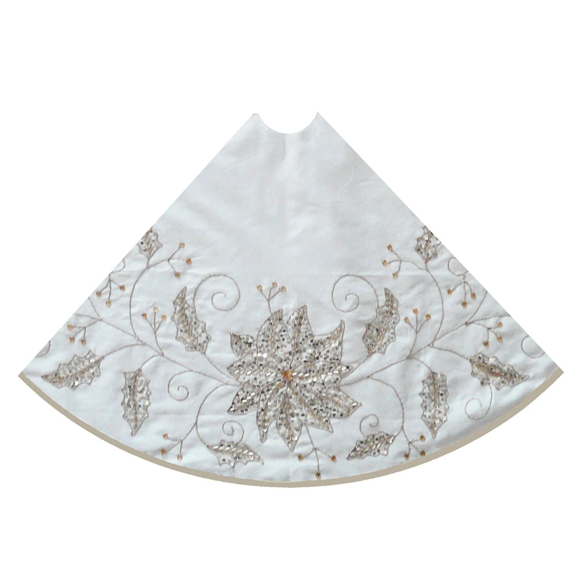 54" Ivory Tree Skirt With Embroidered Snowflake Design