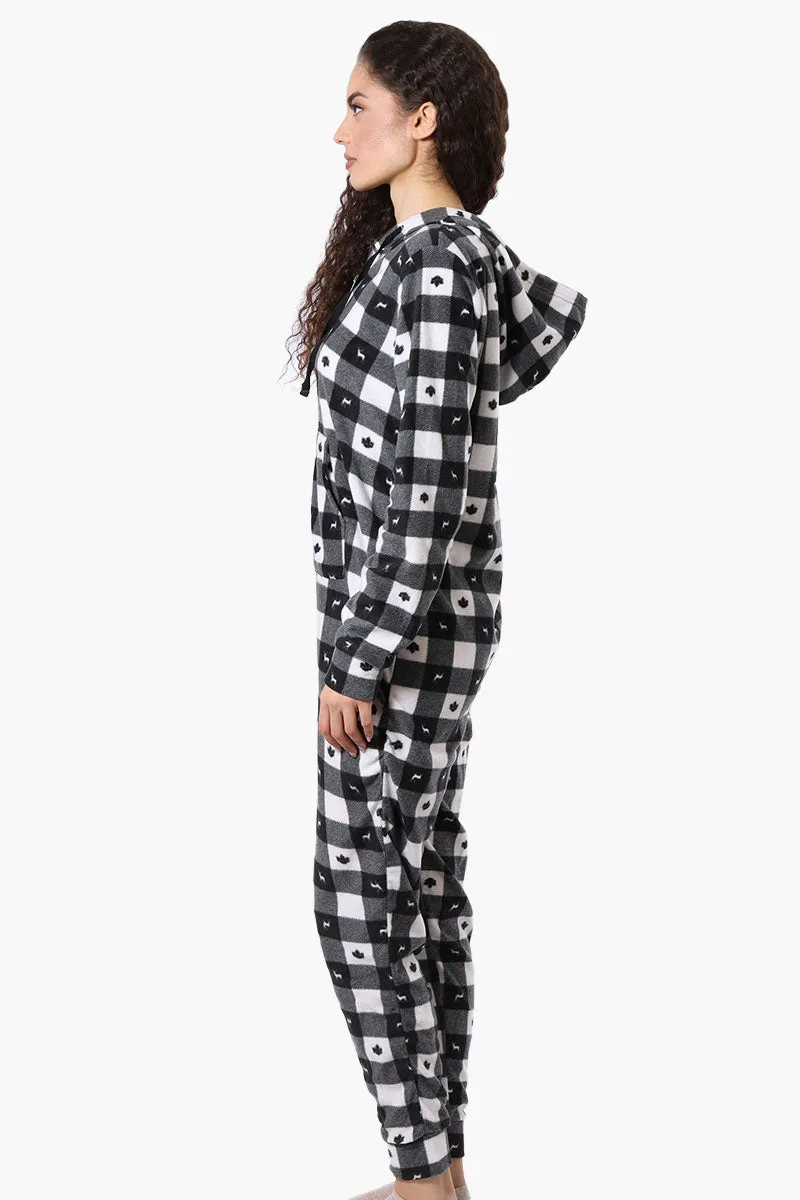 Canada Weather Gear Hooded Plaid Fleece Onesie - Black