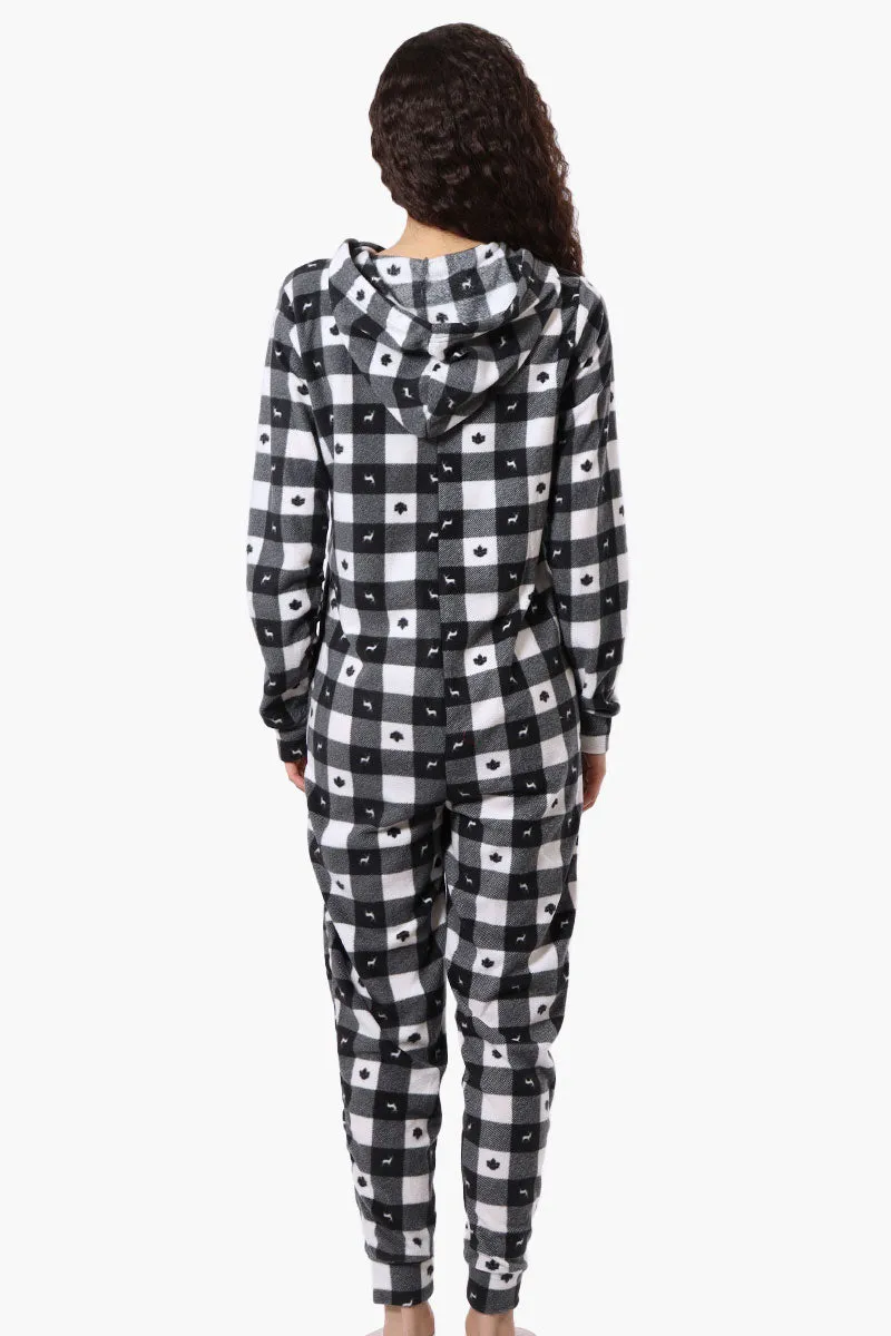 Canada Weather Gear Hooded Plaid Fleece Onesie - Black