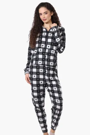 Canada Weather Gear Hooded Plaid Fleece Onesie - Black