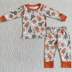Christmas Kids Pajamas Boys Sleepwear Santa Claus Gingerbread Print Cute Girls Pajamas BLP0082