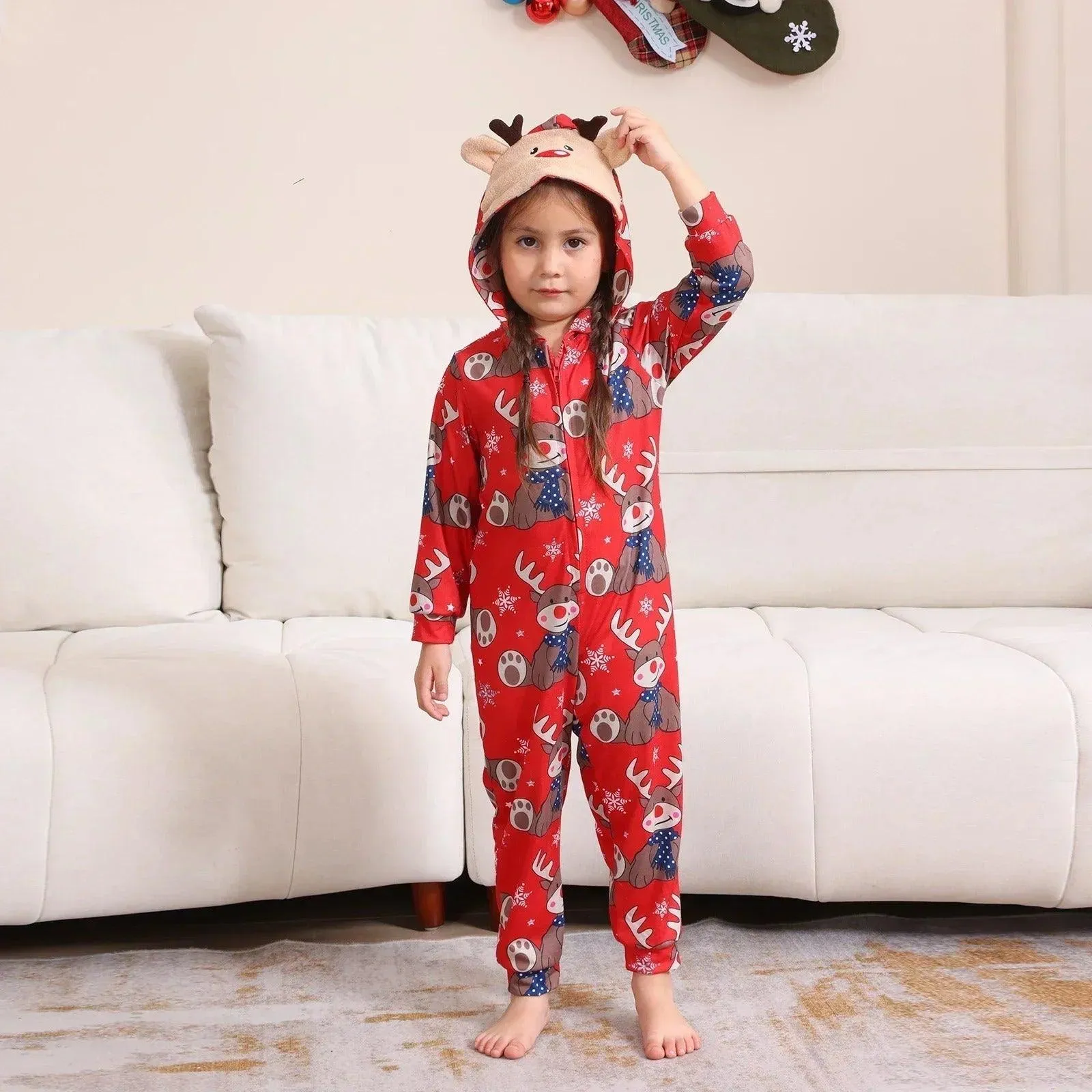 Christmas Themed Hooded Family Jumpsuit Set