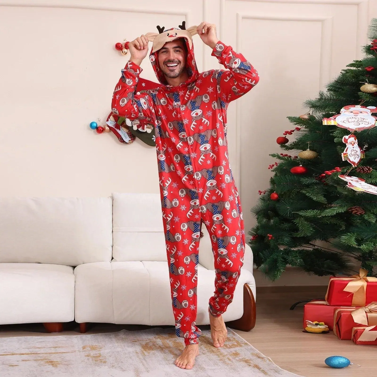 Christmas Themed Hooded Family Jumpsuit Set