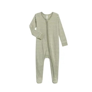 Colored Organics Peyton Footed Sleeper - Davis Stripe - Mint