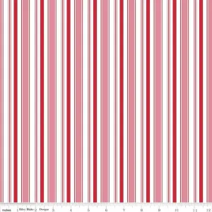 Cozy Christmas Stripes Pink Yardage by Lori Holt | Riley Blake Designs