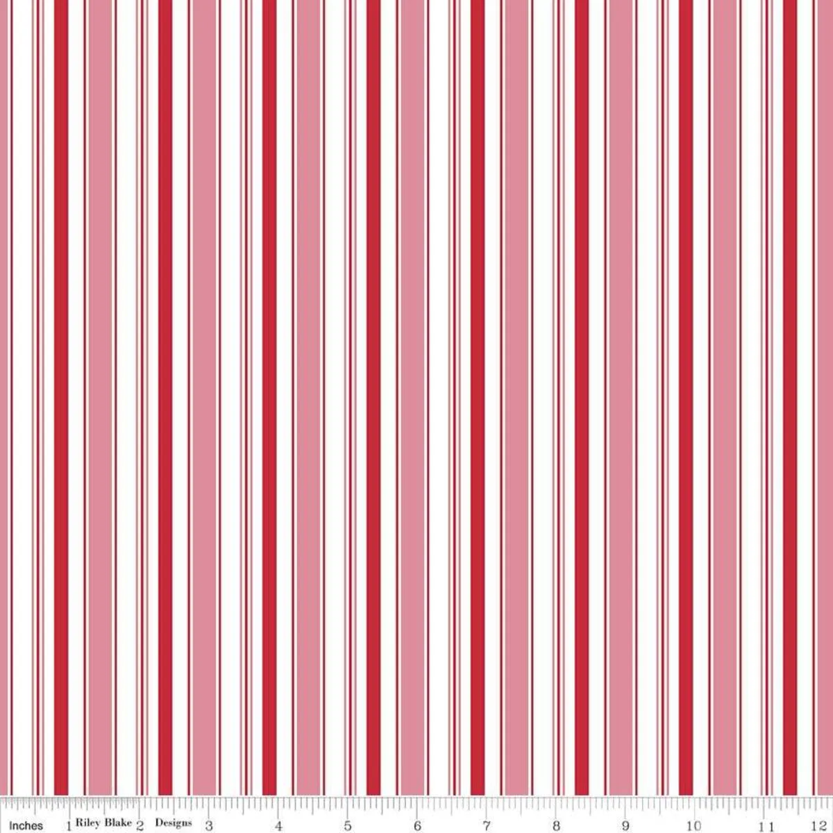 Cozy Christmas Stripes Pink Yardage by Lori Holt | Riley Blake Designs