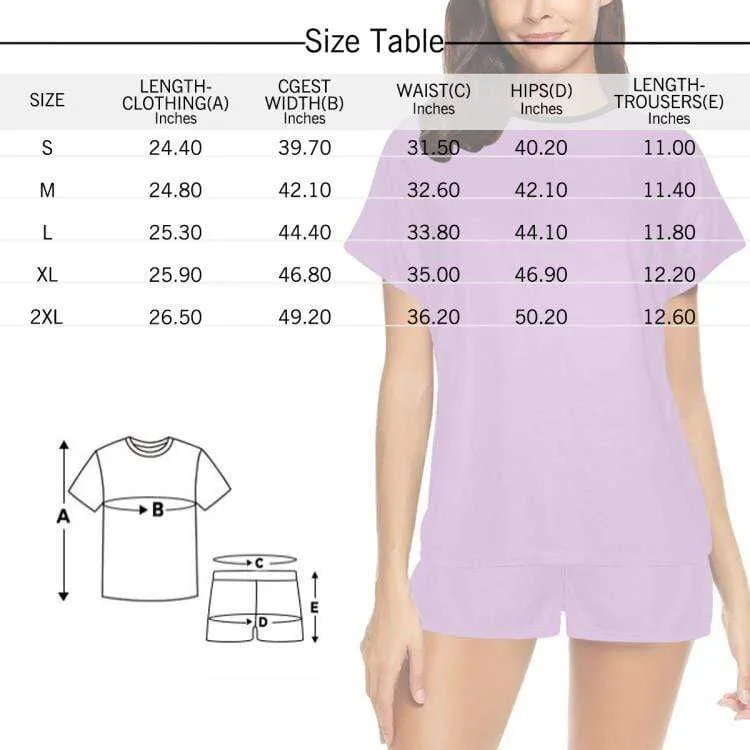 Custom Pajamas Cute Red Lips Sleepwear Personalized Couple Face Women's Short Pajama Set