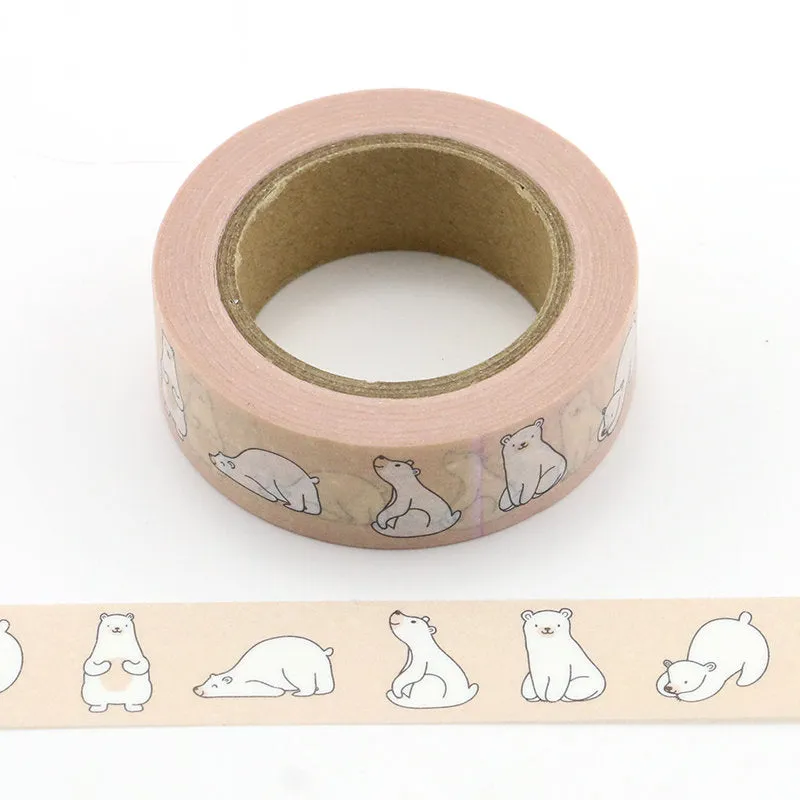 Cute Polar Bear Washi Tape - Craft Supplies - Scrapbooking - Planner Stickers - Erin Condren - Bujo Planner - Bible Journaling