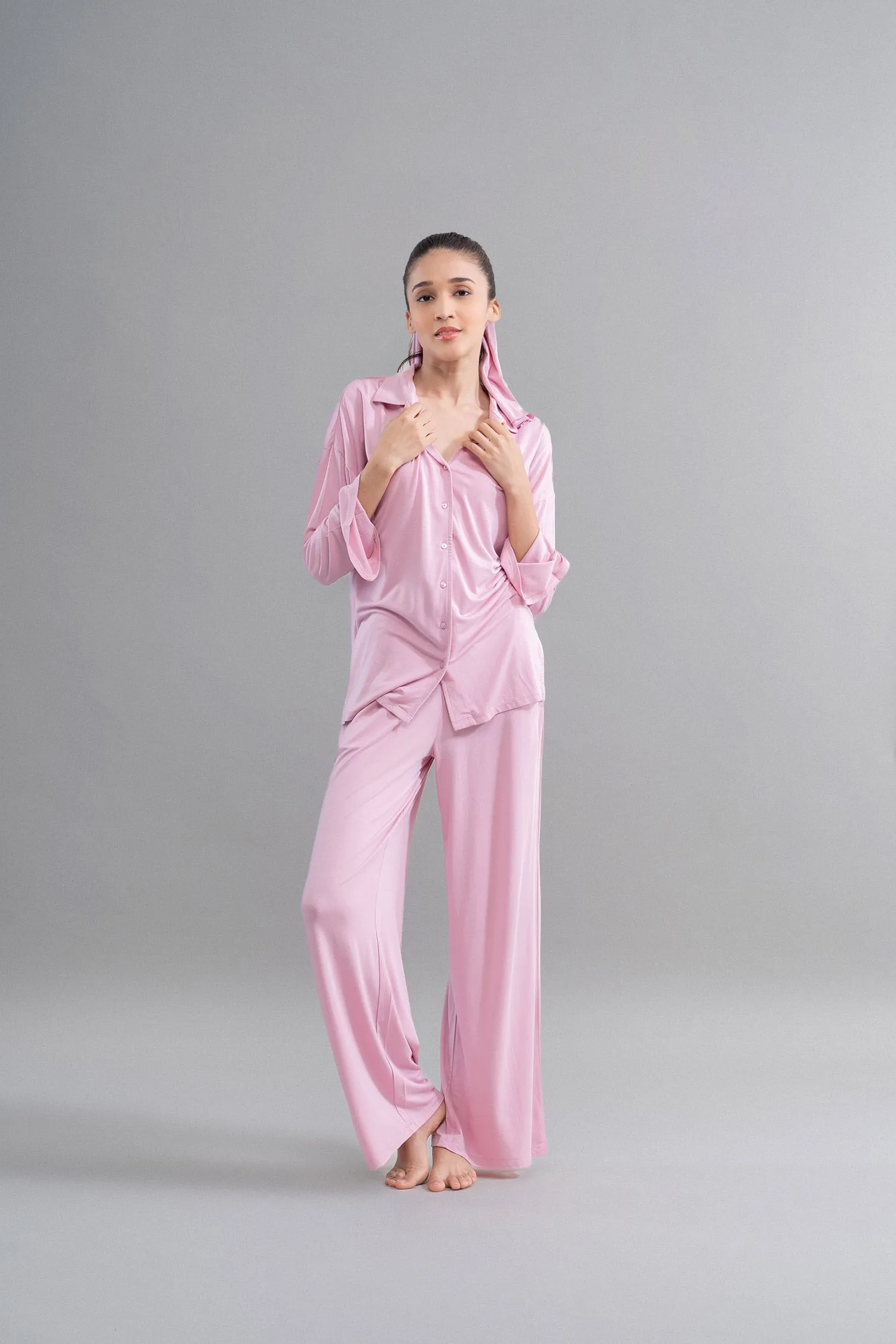 Flared Modal Pajama Set with Long Lounge top
