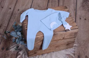 Footed Pajamas & Hat - Perforated - Cloud