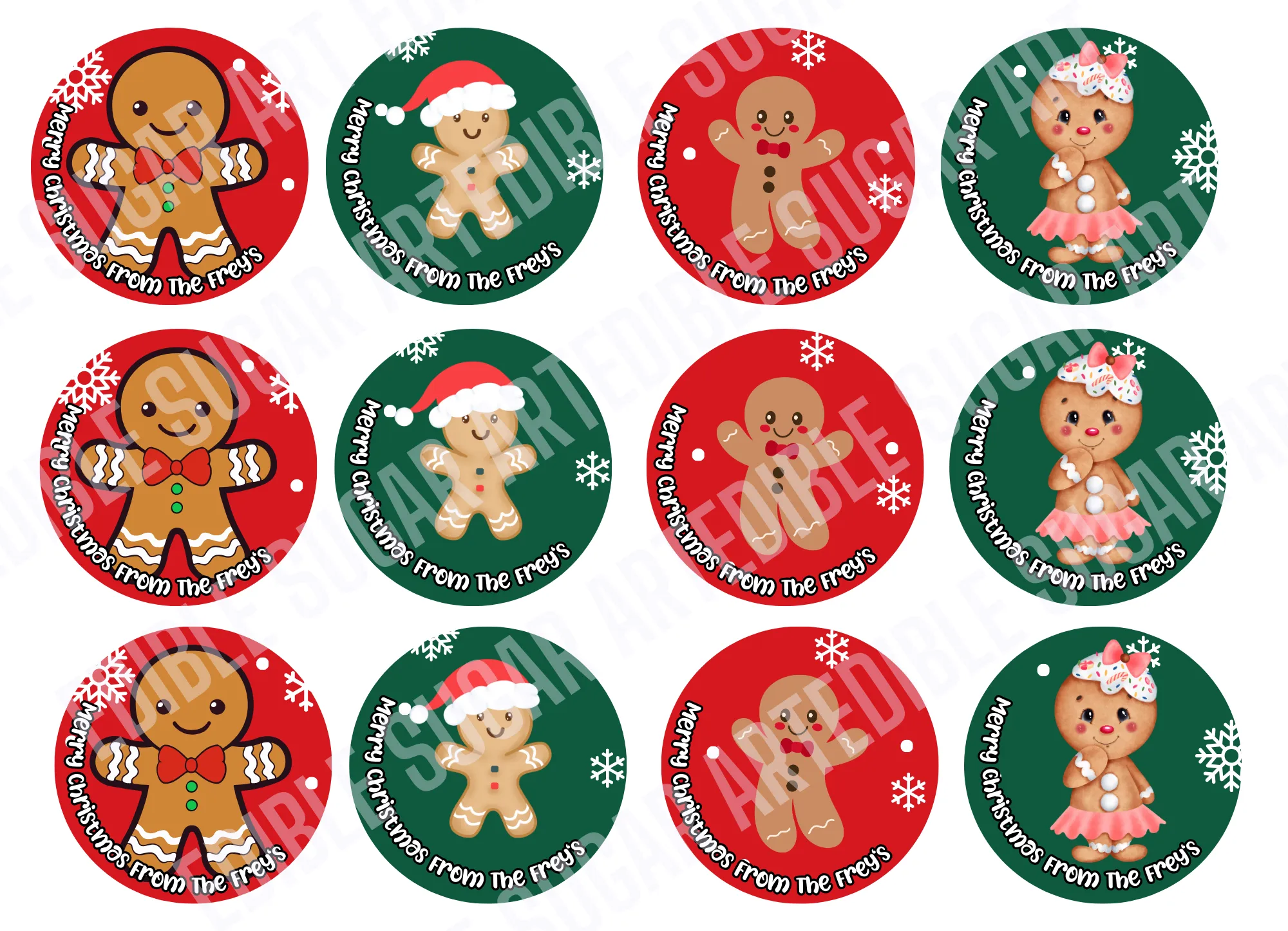 Gingerbread man Christmas Cupcake Toppers Christmas Cake Topper  Holiday cake topper Holiday cupcake topper