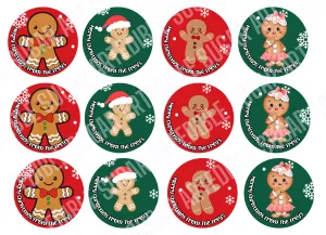 Gingerbread man Christmas Cupcake Toppers Christmas Cake Topper  Holiday cake topper Holiday cupcake topper