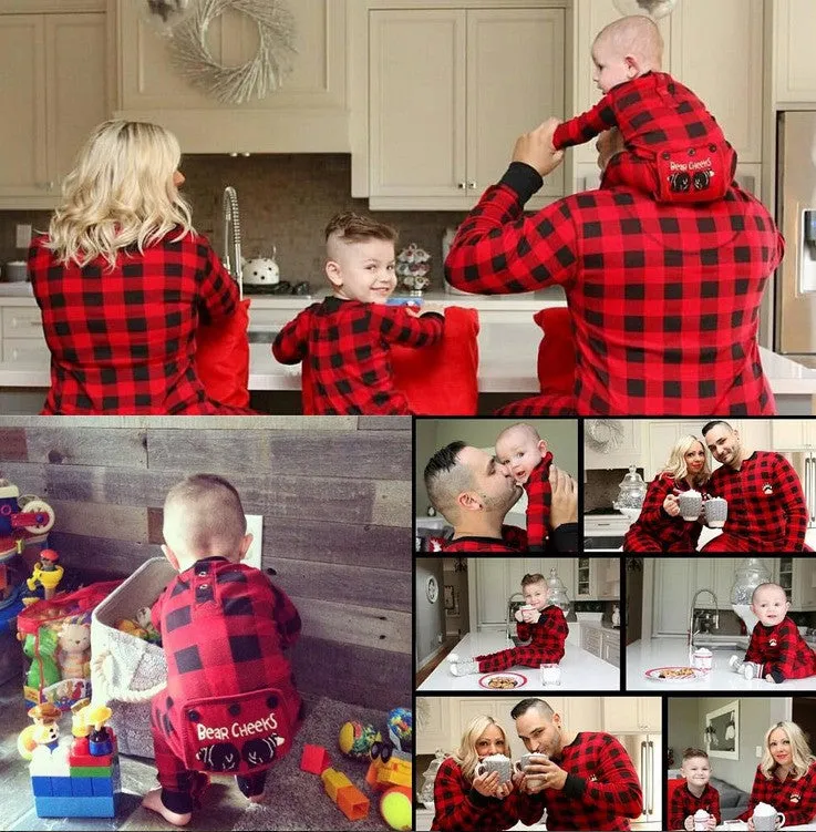 Lazyone Youth & Adult Buffalo Plaid BEAR CHEEKS Flapjack Matching Christmas Pj's
