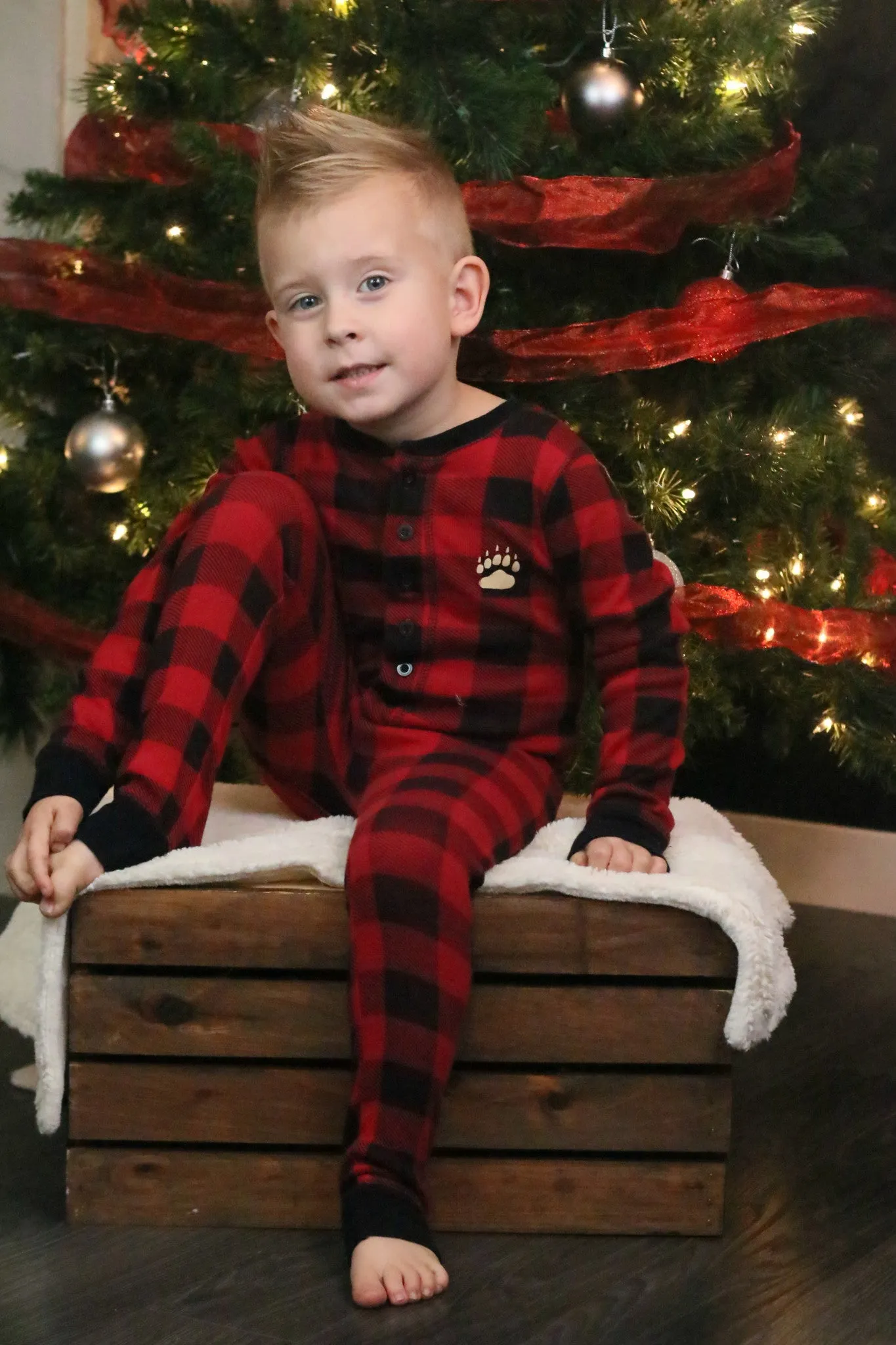 Lazyone Youth & Adult Buffalo Plaid BEAR CHEEKS Flapjack Matching Christmas Pj's