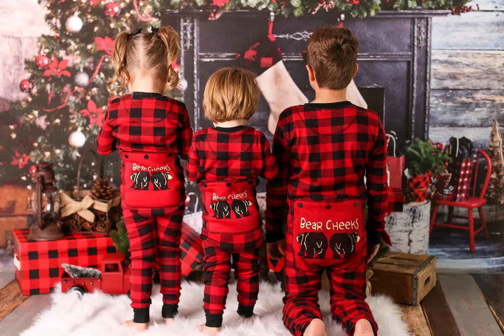 Lazyone Youth & Adult Buffalo Plaid BEAR CHEEKS Flapjack Matching Christmas Pj's