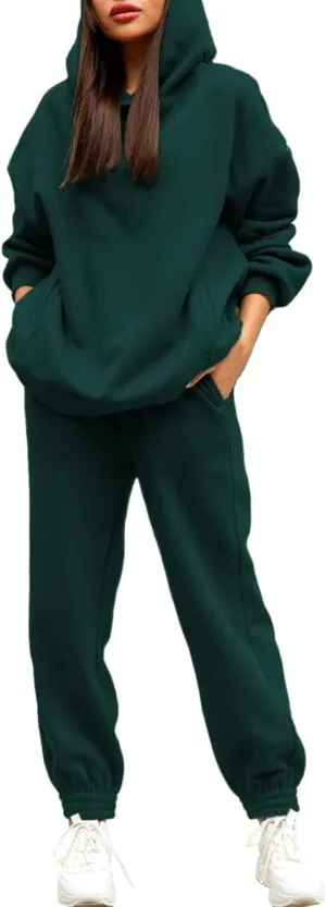 Linsery Women Hoodies Sweatsuit Long Sleeve Hooded Matching Joggers Sweatpants 2 Piece Tracksuit Sets