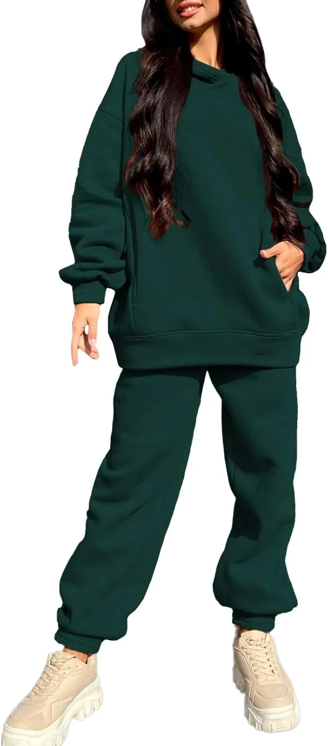 Linsery Women Hoodies Sweatsuit Long Sleeve Hooded Matching Joggers Sweatpants 2 Piece Tracksuit Sets