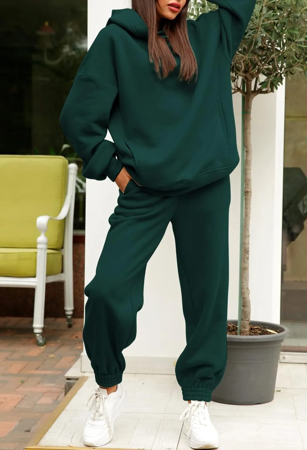 Linsery Women Hoodies Sweatsuit Long Sleeve Hooded Matching Joggers Sweatpants 2 Piece Tracksuit Sets