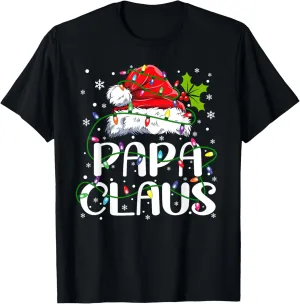 Papa Claus Christmas Lights Pajama Family Matching T-Shirt