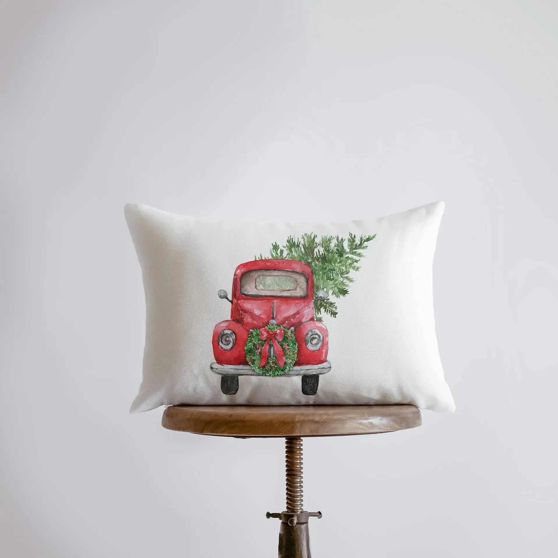 Red Christmas Truck | 18x12 | Wreath Pillow Cover | Red Truck | Christmas Decor | Throw Pillow | Home Decor | Room Decor | Sister Gift
