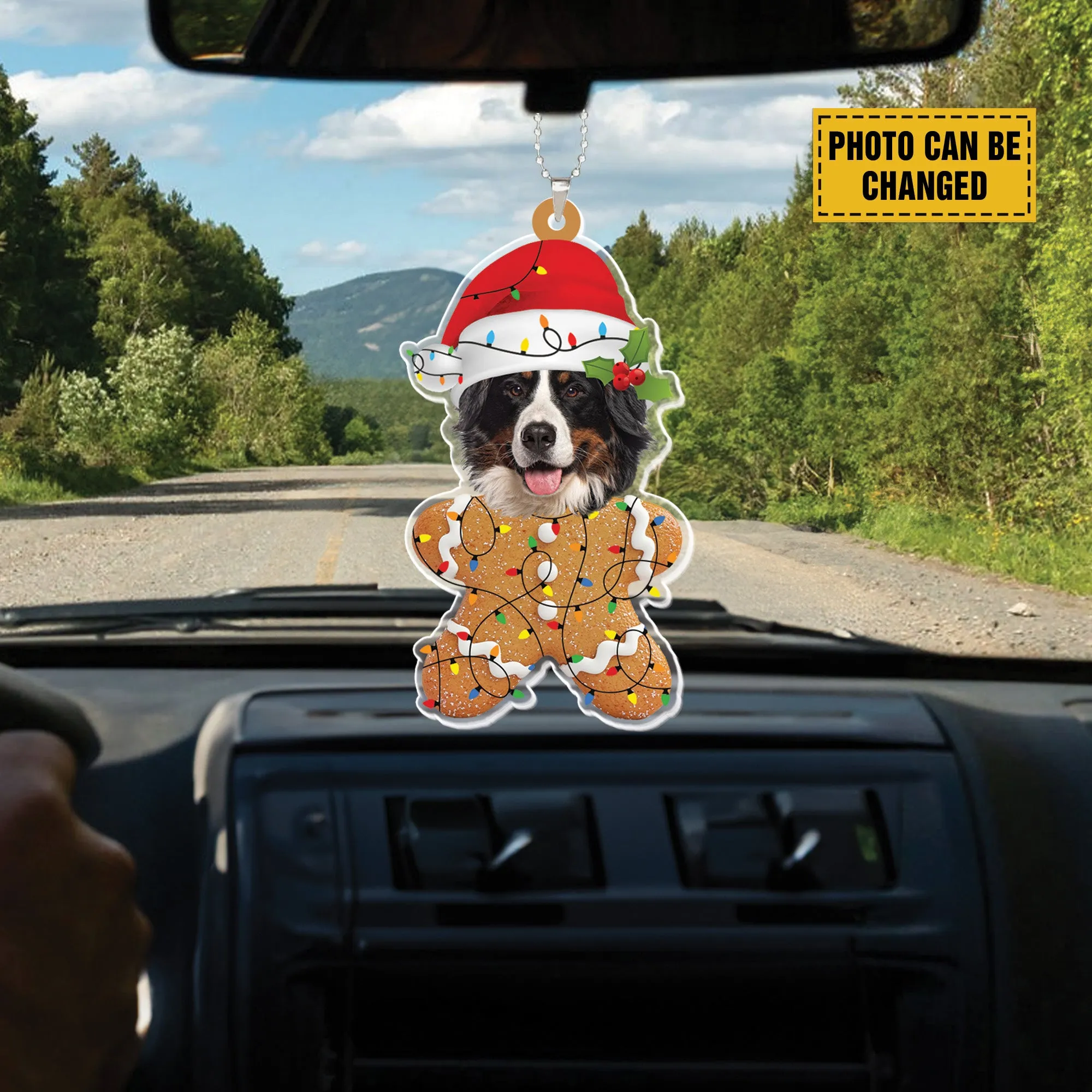 Teesdily | Customize Bernese Mountain Gingerbread Man Ornament, Dog Christmas Ornament, Gingerbread Dog Ornament Christmas Car Hanging, Dog Lover Gift