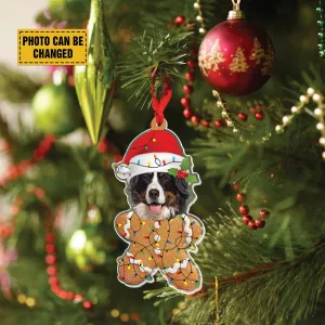 Teesdily | Customize Bernese Mountain Gingerbread Man Ornament, Dog Christmas Ornament, Gingerbread Dog Ornament Christmas Car Hanging, Dog Lover Gift