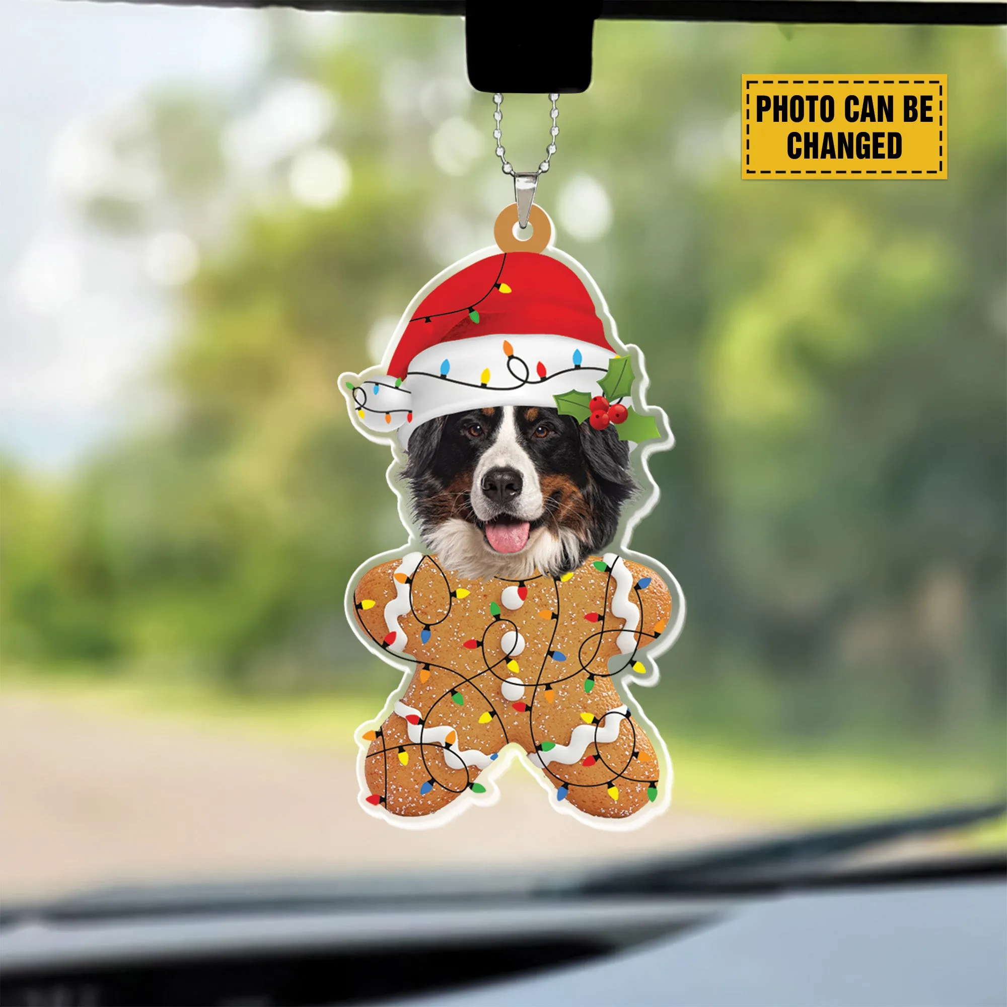 Teesdily | Customize Bernese Mountain Gingerbread Man Ornament, Dog Christmas Ornament, Gingerbread Dog Ornament Christmas Car Hanging, Dog Lover Gift